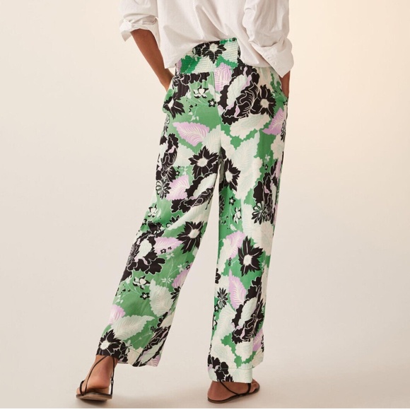 Anthropologie Maeve The Saria Smocked Floral Wide Leg Pants Size XS - Picture 3 of 12